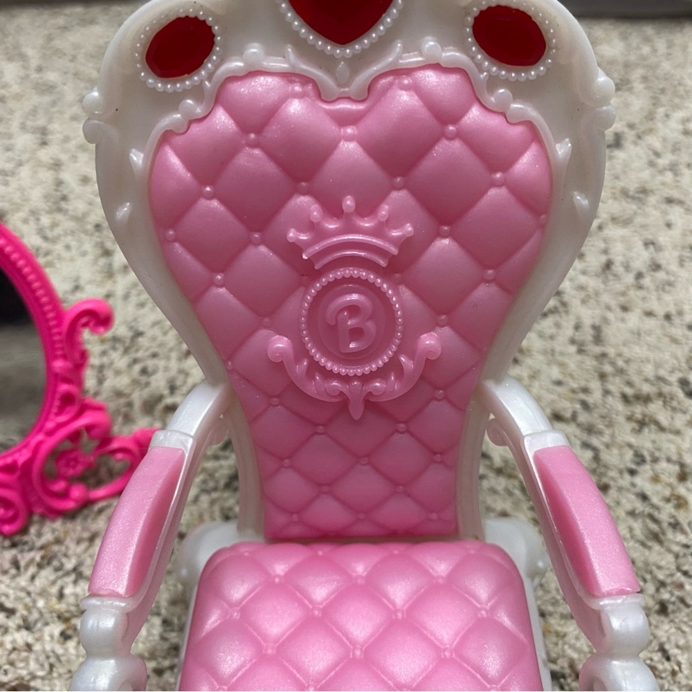 Barbie doll parlor toy chair vintage 1999 pink Mattel girls toys mirror - Picture 3 of 10